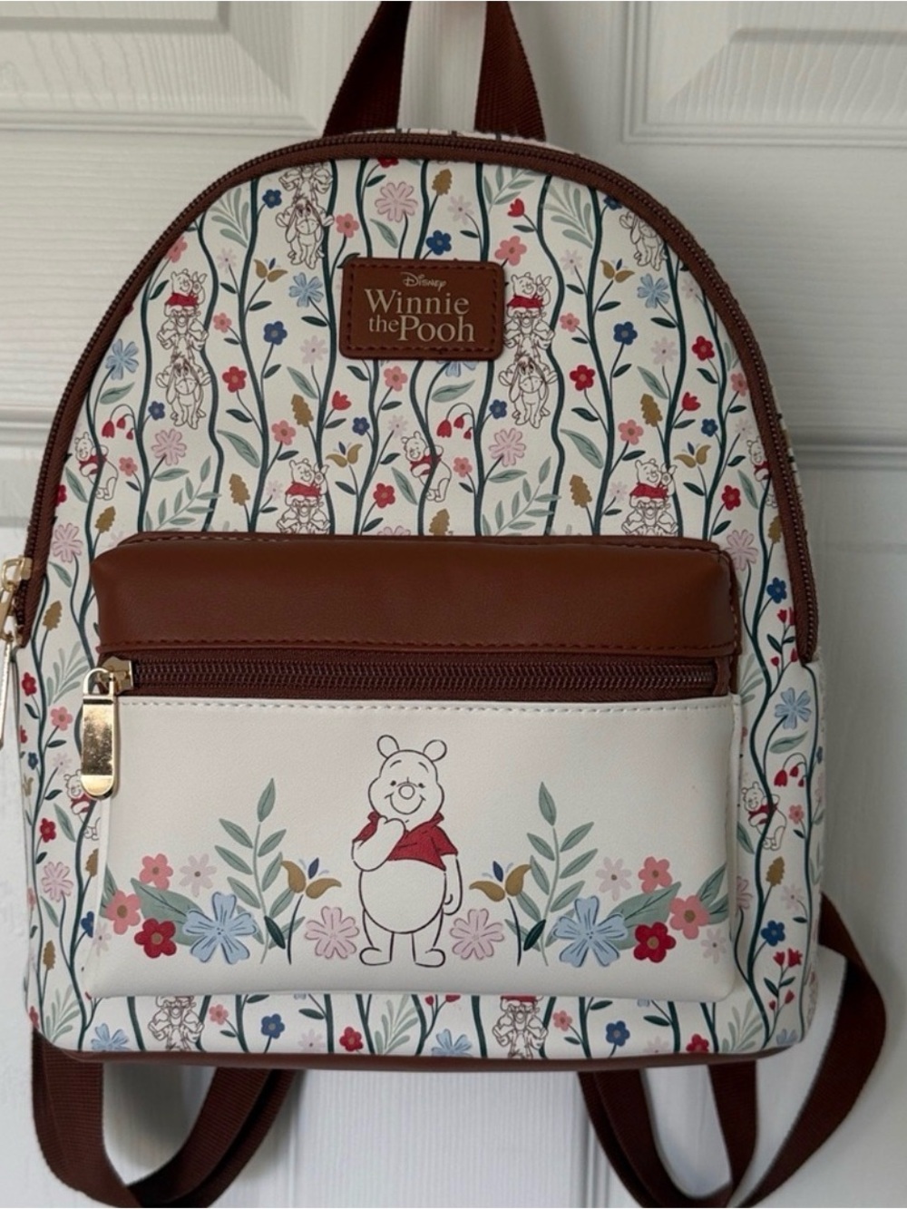 Disney Winnie the Pooh Floral Cream and Brown Mini Backpack - Picture 3 of 15